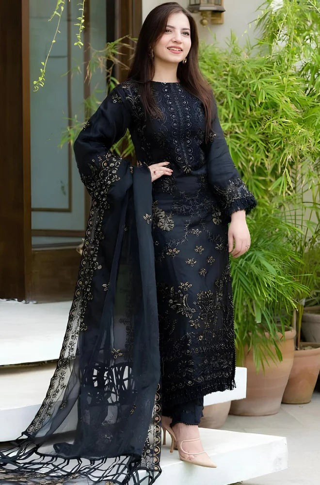 LZ0169-SUMMER NISA - 3PC Lawn Embroidered Shirt With Chiffon Embroidered Dupatta