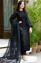 LZ0169-SUMMER NISA - 3PC Lawn Embroidered Shirt With Chiffon Embroidered Dupatta
