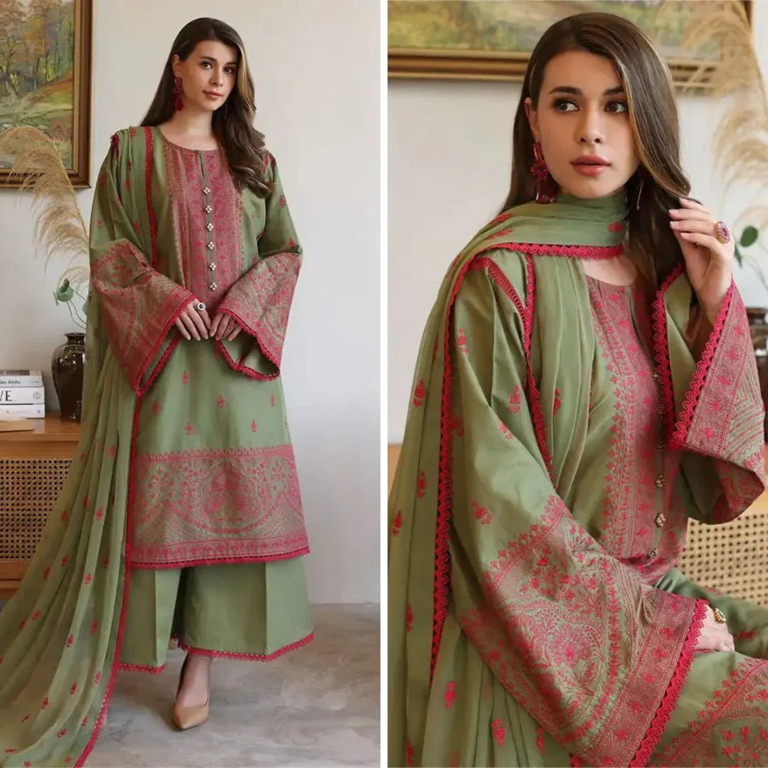LZ0156-Summer Bareeze 3 Piece Embroidered Lawn Suit