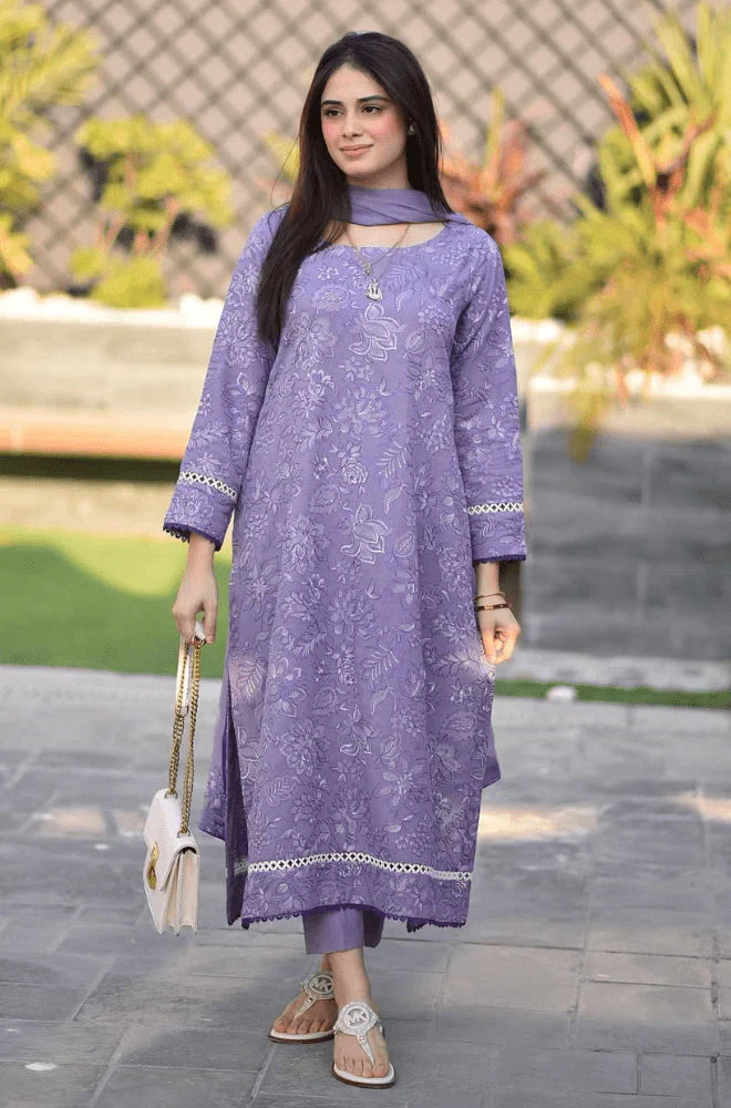 LZ0154-Breeze 3PC Lawn Embroidered Suit