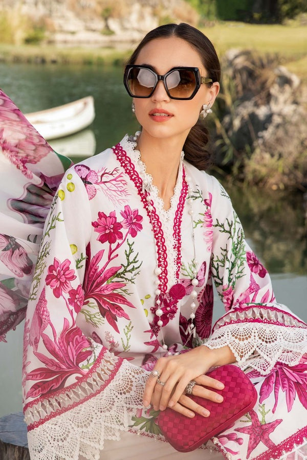 LZ0204-Digital Lawn 3-Piece Print Set with Bana Dora Voile Dupatta