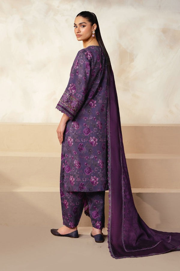 LZ0187-SUMMER 3PC Lawn Embroidered Shirt With Organza Embroidered Dupatta