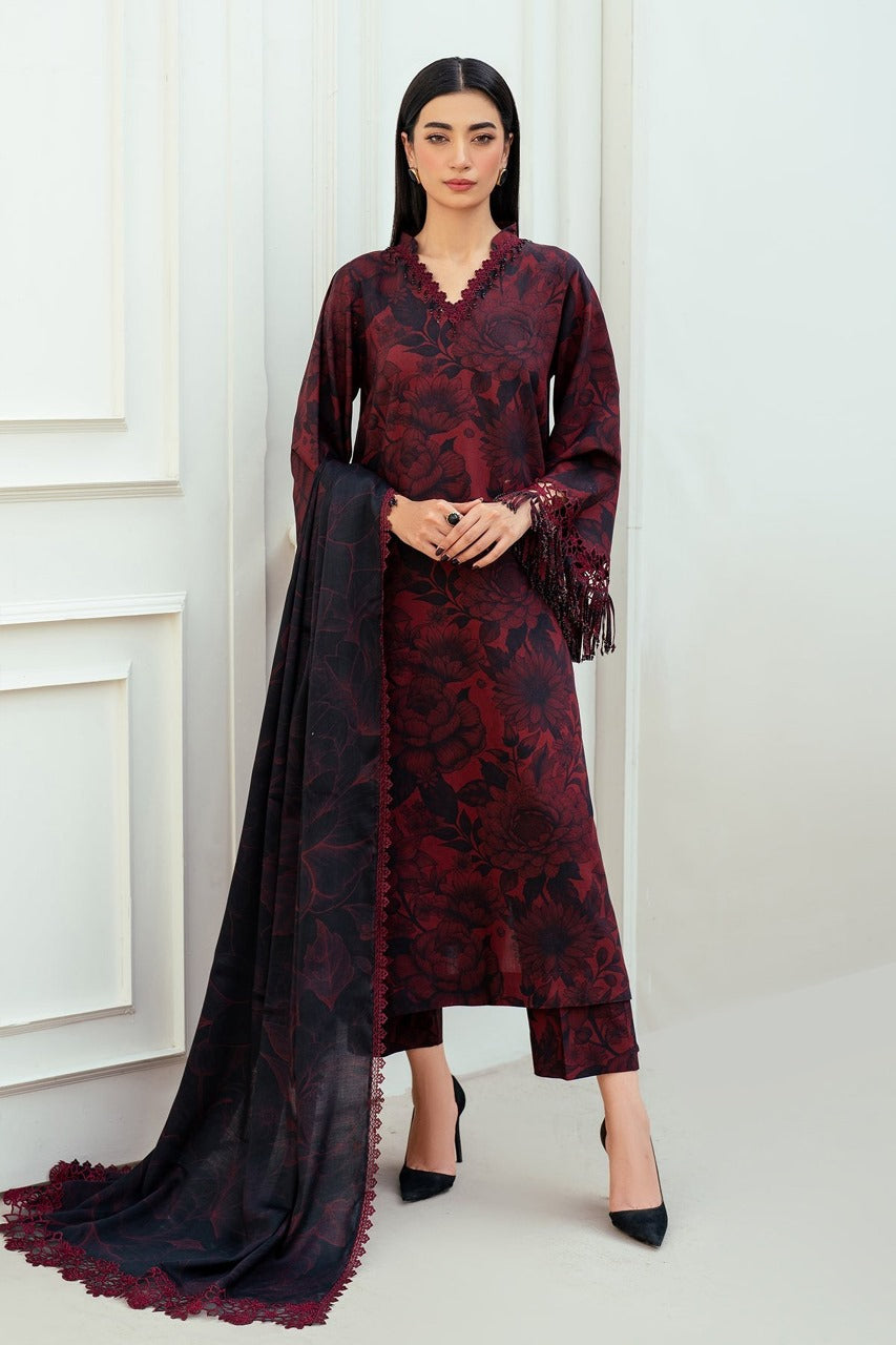 LZ0087Digital Print Linen Allover 3 Piece Unstitched