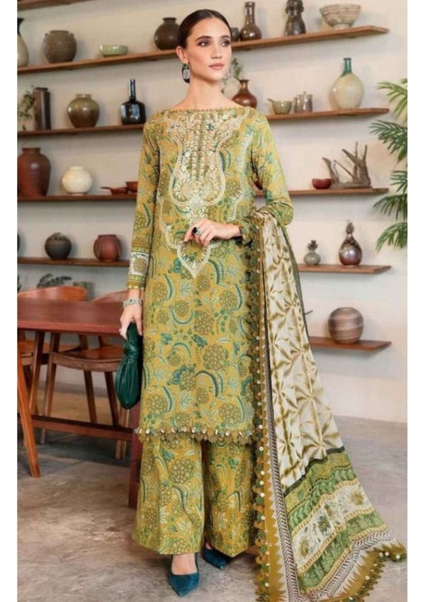 LZ0200-Digital Lawn 3-Piece Print Set with Bana Dora Voile Dupatta
