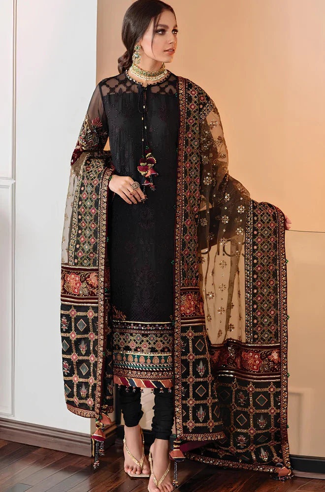 3 Piece Unstitched Heavy Embroidered Lawn Suit With Heavy Embroidered Organza Dupatta-LZ133