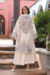 Bareeze Embroidered 3 Piece lawn dress with embroidered chiffon dupatta LZ2006
