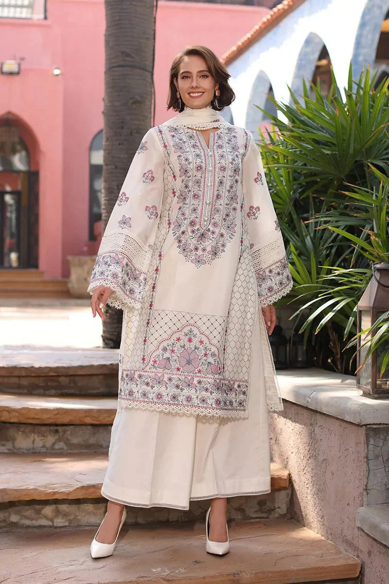 Bareeze Embroidered 3 Piece lawn dress with embroidered chiffon dupatta LZ2006