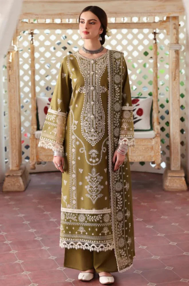 MAHNUR - 3PC LAWN EMBROIDERED SHIRT WITH ORGANZA EMBROIDERED DUPATTA LZ2017