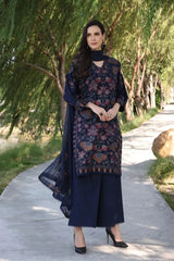 Bareeze Embroidered 3 Piece lawn dress with embroidered chiffon dupatta LZ2002