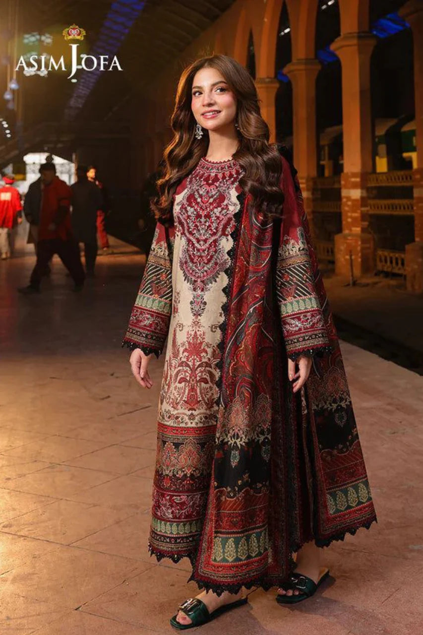 LZ1224- ASIM JOFA - Winter 3PC Karandi Digital Print Dress