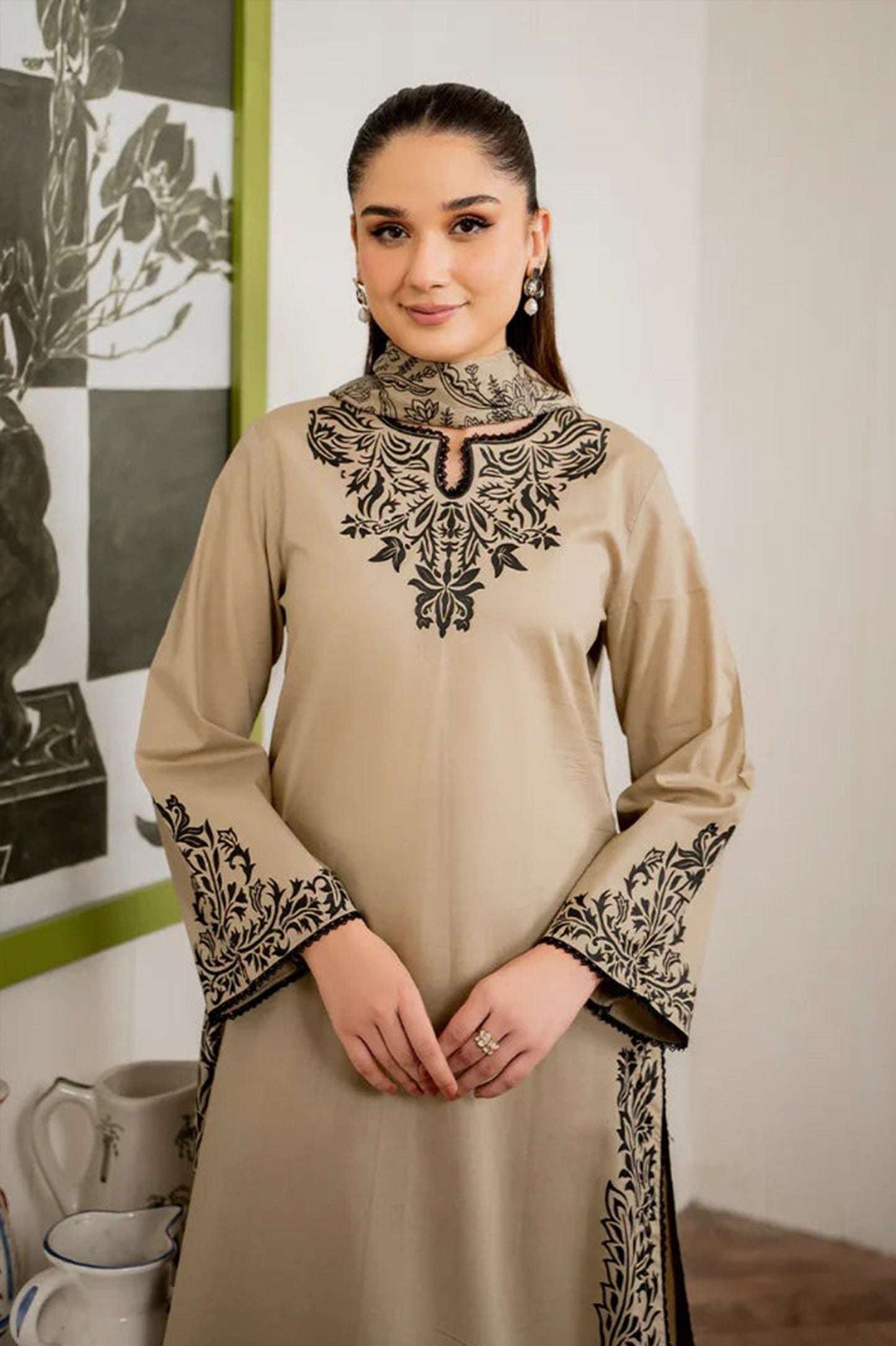 LZ0092 Digital Print Linen Allover 3 Piece Unstitched