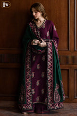 LZ1236 Winter BATIK-3PC DHANAK EMBROIDERED SHIRT WITH DHANAK EMBROIDERED SHAWL AND TROUSER-BIC- Regular price 5899