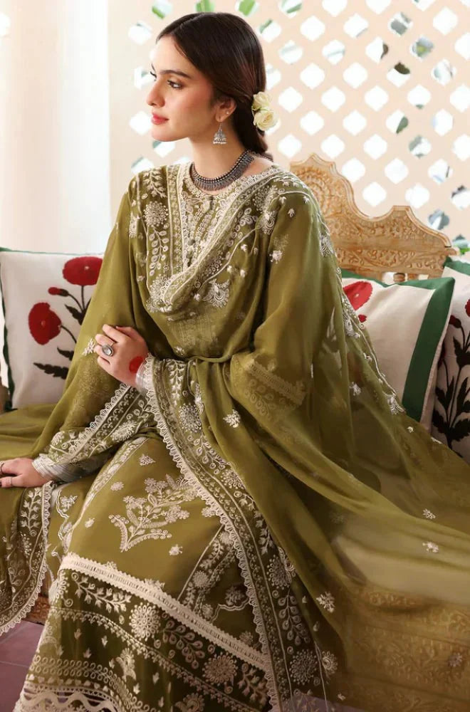 MAHNUR - 3PC LAWN EMBROIDERED SHIRT WITH ORGANZA EMBROIDERED DUPATTA LZ2017