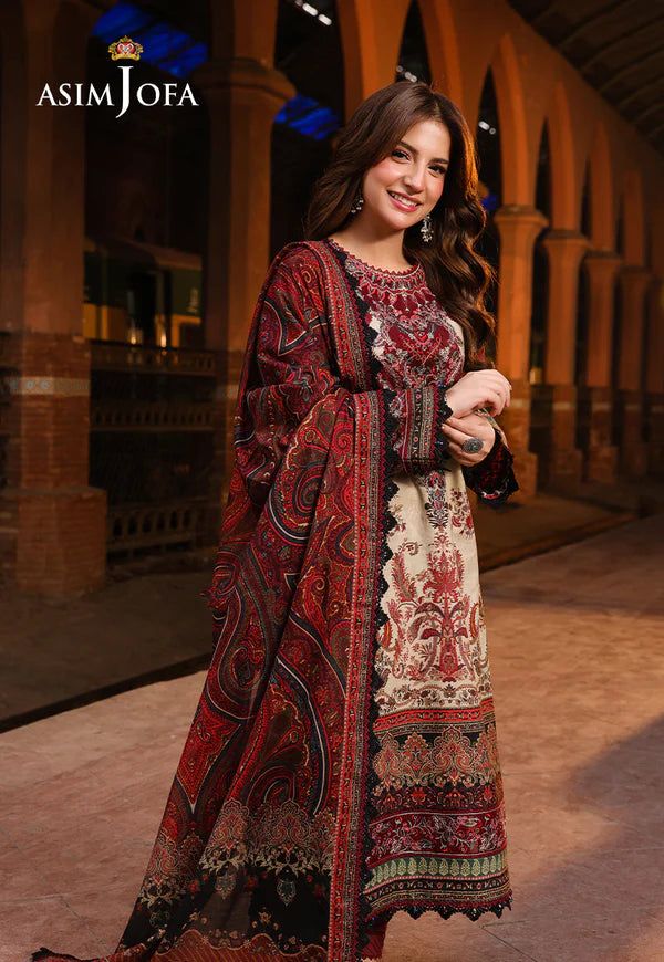 LZ1224- ASIM JOFA - Winter 3PC Karandi Digital Print Dress
