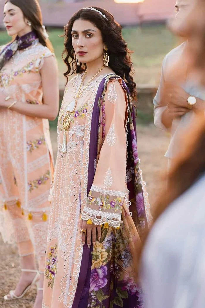 MUSHQ 3PC EMBROIDERED LAWN SUIT WITH PRINTED SILK DUPATTA UNSTITCH LZ2008