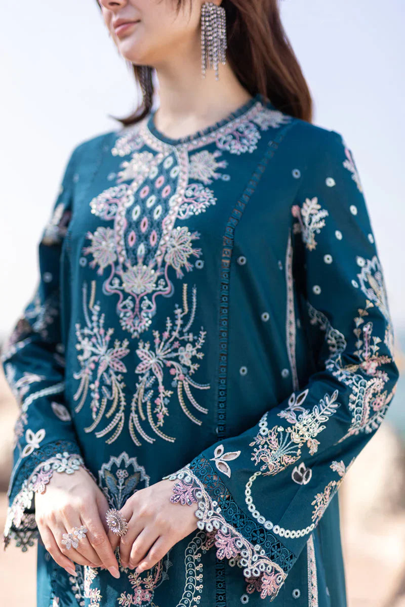 Qalamkar 3 Piece Chickenkari Embroidered Lawn Suit LZ1035