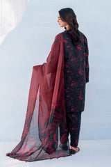 LZ0189-SUMMER 3PC Lawn Embroidered Shirt With Organza Embroidered Dupatta