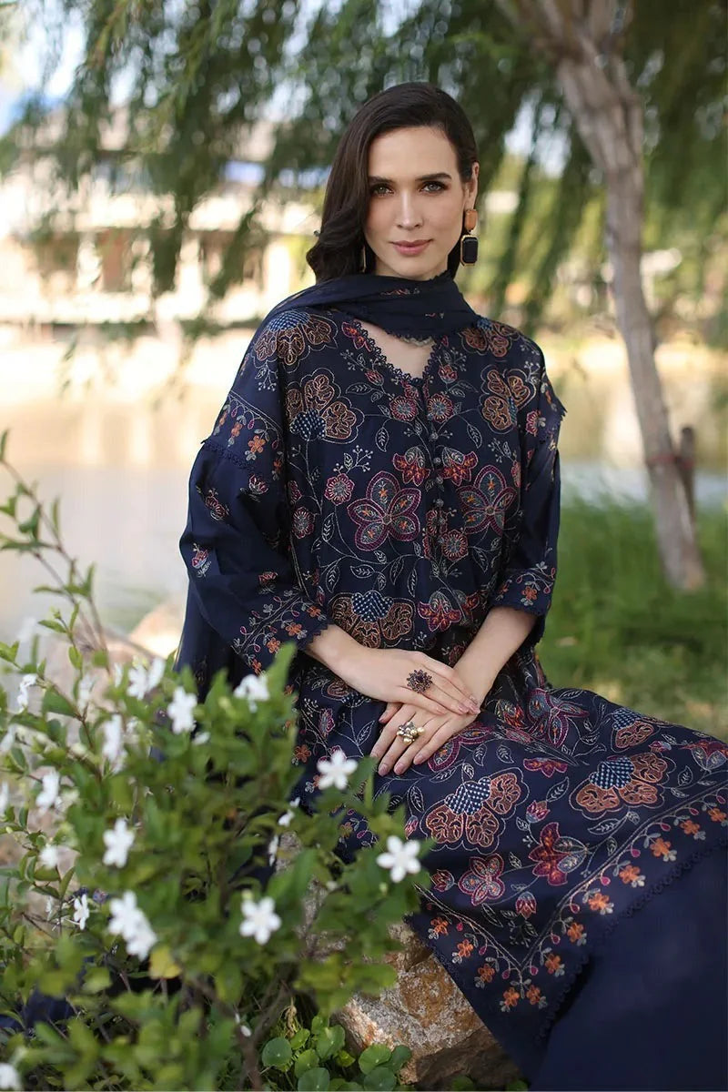 Bareeze Embroidered 3 Piece lawn dress with embroidered chiffon dupatta LZ2002