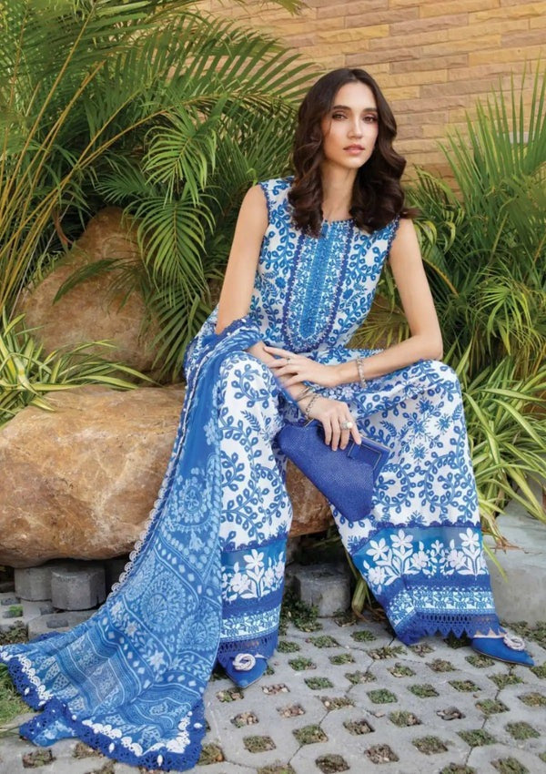 LZ0201-Digital Lawn 3-Piece Print Set with Bana Dora Voile Dupatta