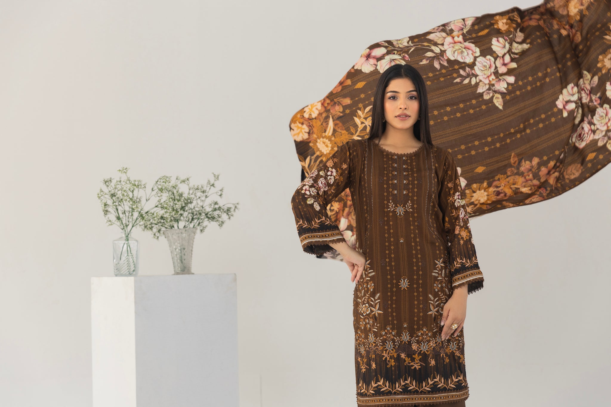 LZ005 Staple Bana Dora Emb Collection | 3-PCS | Unstitched