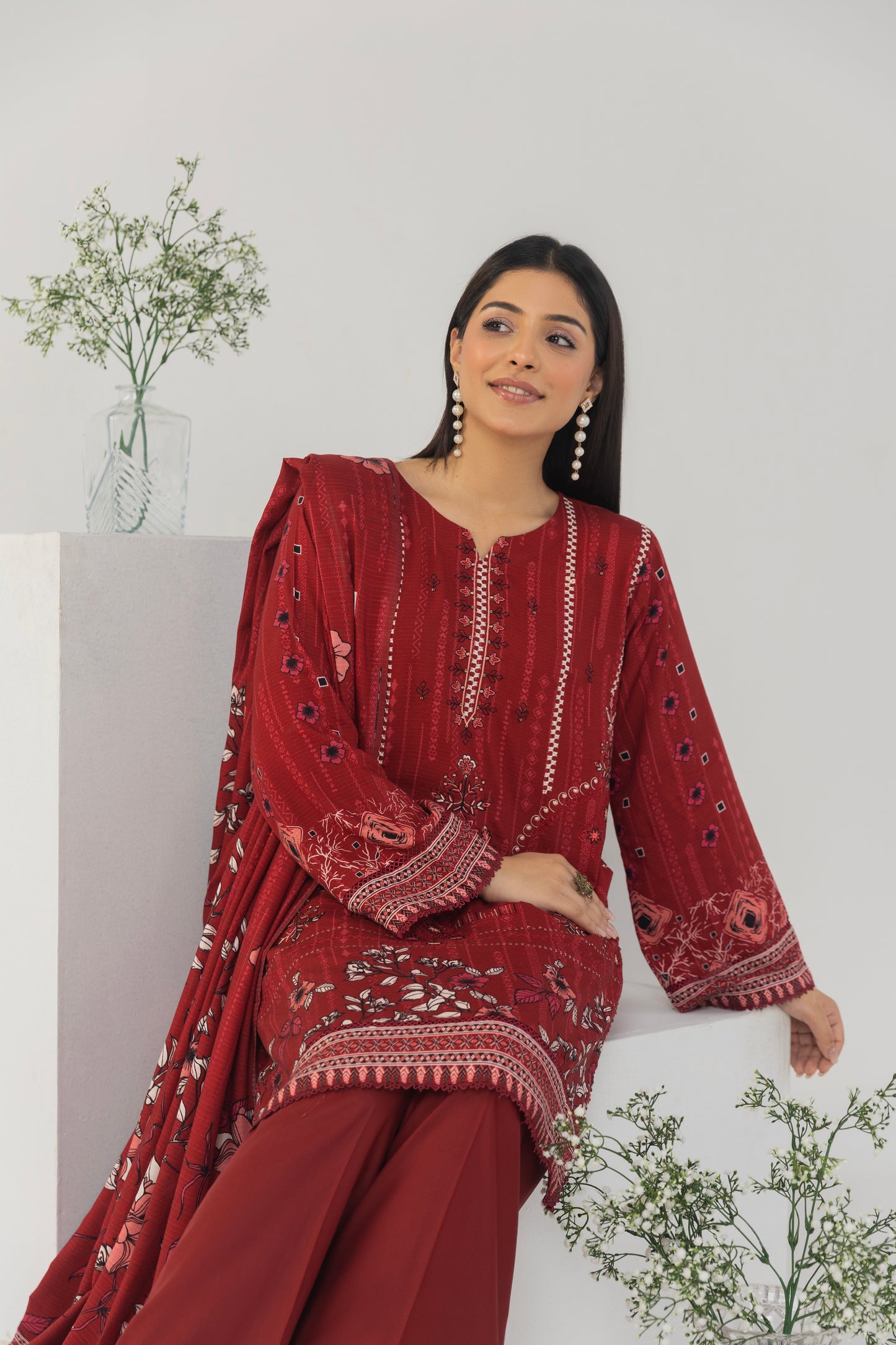 LZ007 Staple Bana Dora Emb Collection | 3-PCS | Unstitched