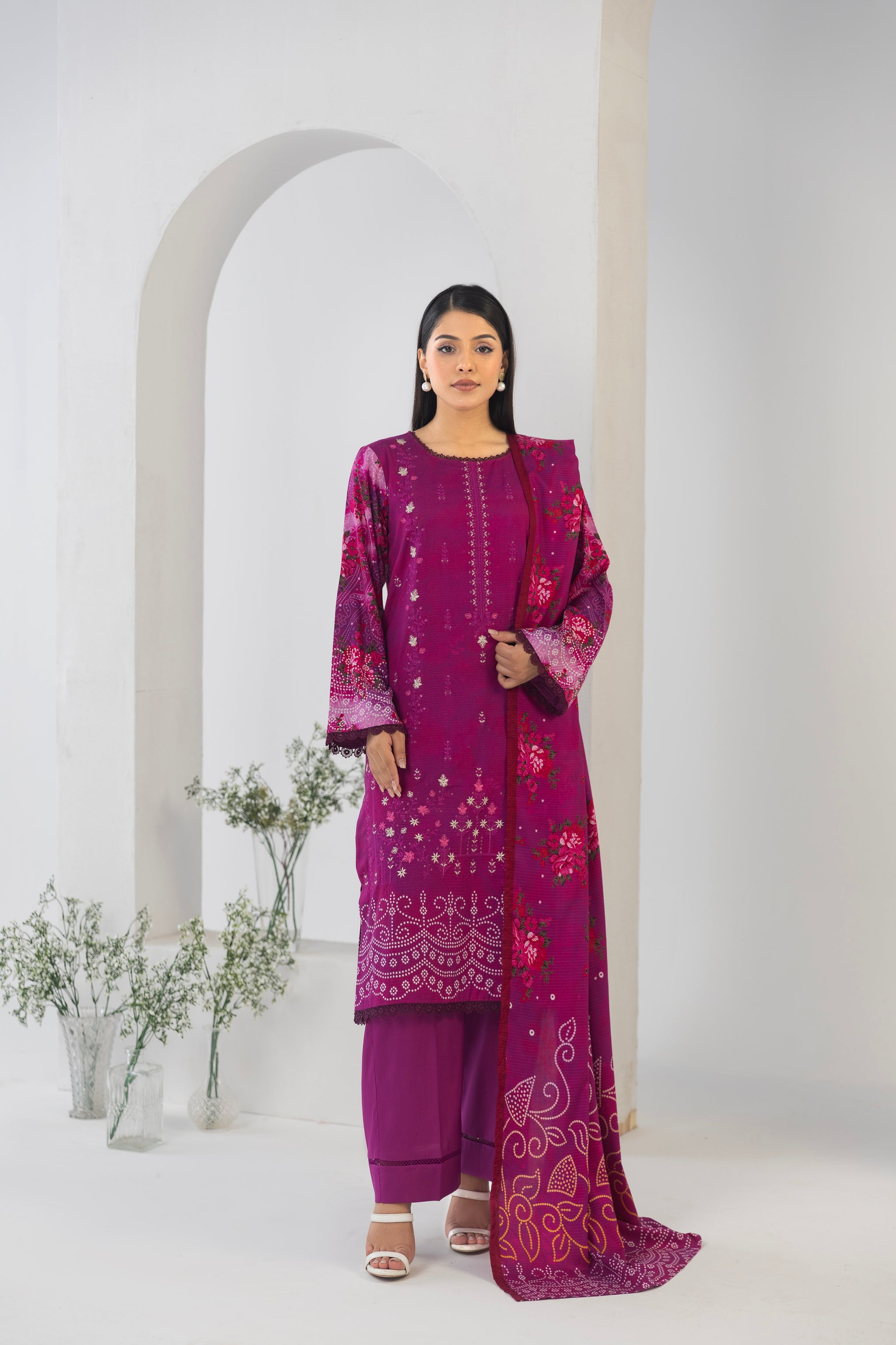 LZ0014 Staple Bana Dora Emb Collection | 3-PCS | Unstitched