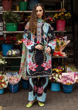 LZ0182-SUMMER 3PC Lawn Embroidered Shirt With Organza Embroidered Dupatta