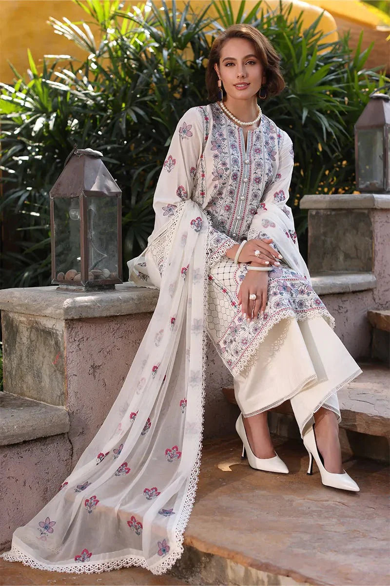 Bareeze Embroidered 3 Piece lawn dress with embroidered chiffon dupatta LZ2006