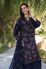 Bareeze Embroidered 3 Piece lawn dress with embroidered chiffon dupatta LZ2002