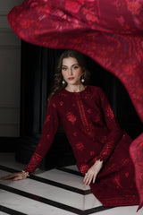 UNSTITCHED SUMMER BATIK-3PC LAWN EMBROIDERED SHIRT Printed Dubata & TROUSER LZ1238