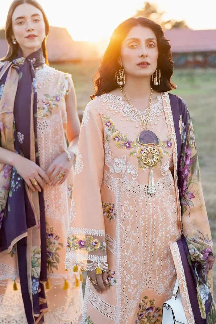 MUSHQ 3PC EMBROIDERED LAWN SUIT WITH PRINTED SILK DUPATTA UNSTITCH LZ2008