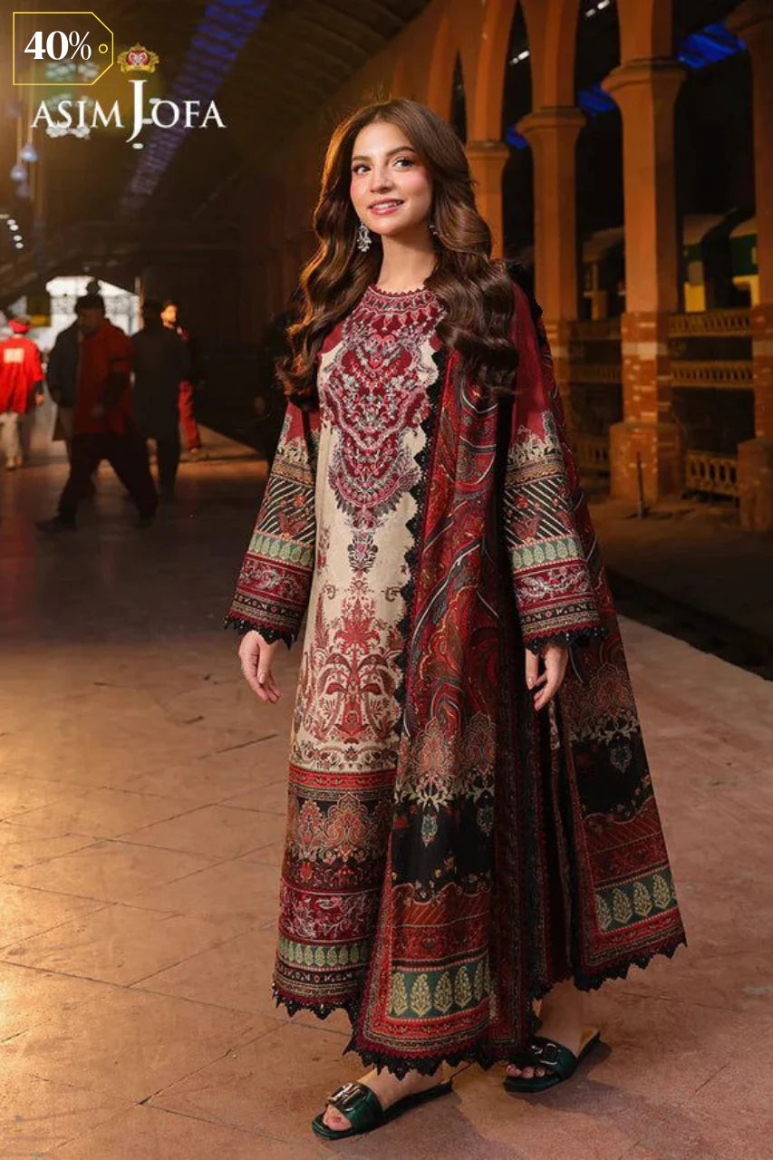 LZ1224- ASIM JOFA - Winter 3PC Karandi Digital Print Dress