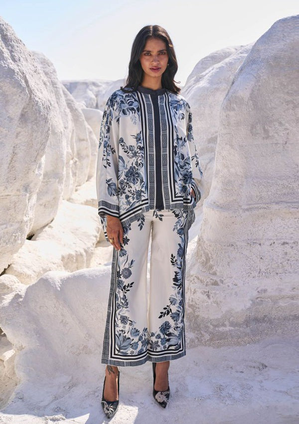 LZ0194-SUMMER 3PC Lawn Embroidered Shirt With Organza Embroidered Dupatta