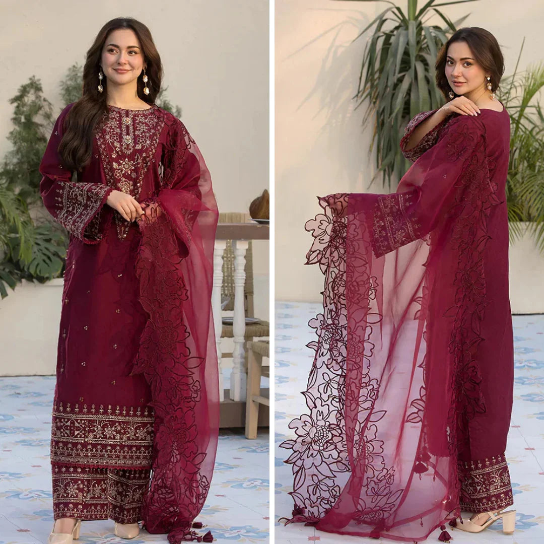 Allys 3PC Lawn Embroidered Suit unstitch LZ1050