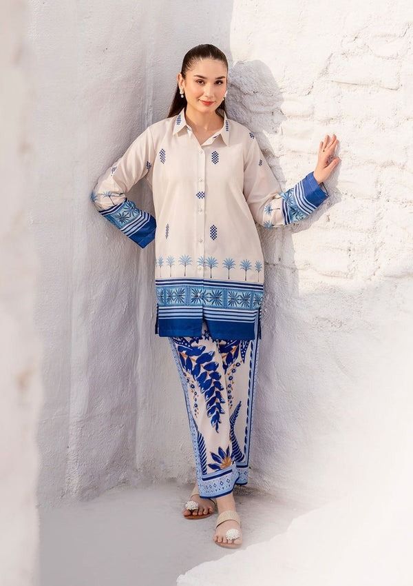 LZ0196-SUMMER 3PC Lawn Embroidered Shirt With Organza Embroidered Dupatta