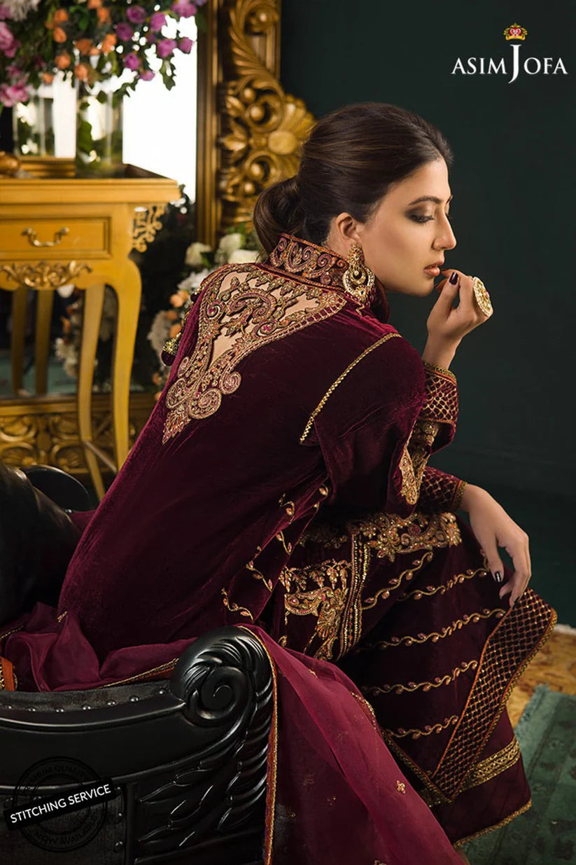LZ0325-Winter Embroidered Velvet Dress With Organza embroidered Dupatta