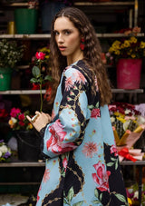 LZ0182-SUMMER 3PC Lawn Embroidered Shirt With Organza Embroidered Dupatta