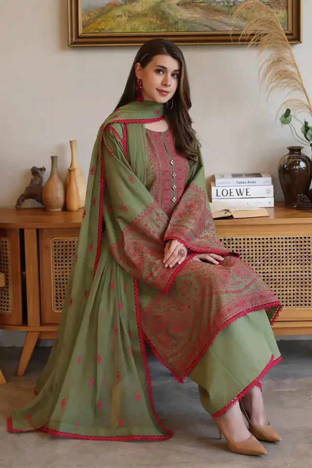 LZ0156-Summer Bareeze 3 Piece Embroidered Lawn Suit
