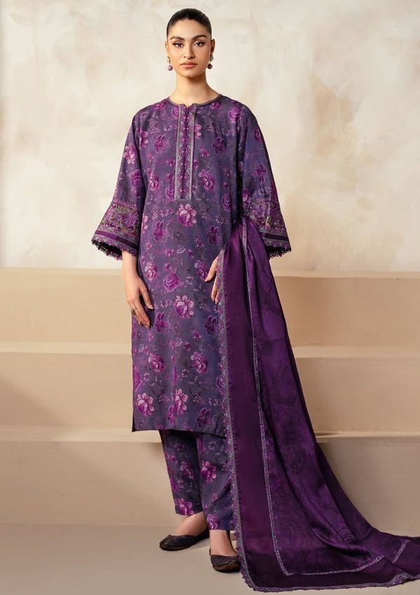LZ0187-SUMMER 3PC Lawn Embroidered Shirt With Organza Embroidered Dupatta