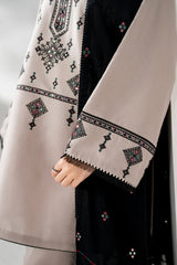 LZ1237 Winter 3PC DHANAK EMBROIDERED SHIRT WITH DHANAK EMBROIDERED SHAWL AND TROUSER-BIC-