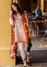 LZ0186-SUMMER 3PC Lawn Embroidered Shirt With Organza Embroidered Dupatta