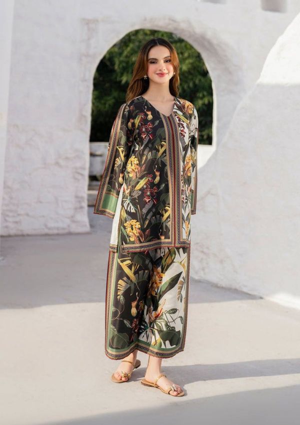LZ0198-Digital Lawn 3-Piece Set – Bana Dora Prints with Voile Dupatta