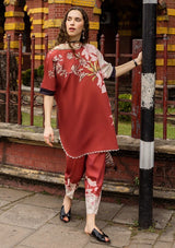LZ0181-SUMMER 3PC Lawn Embroidered Shirt With Organza Embroidered Dupatta