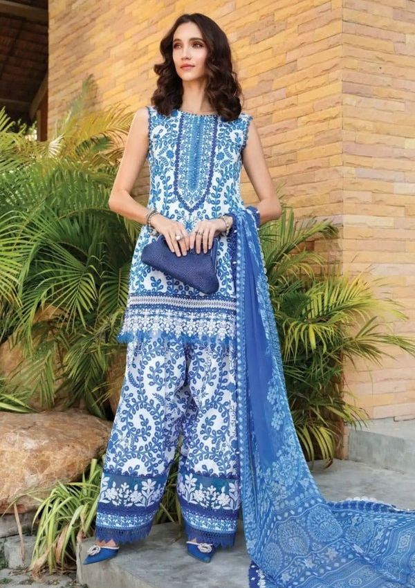 LZ0201-Digital Lawn 3-Piece Print Set with Bana Dora Voile Dupatta