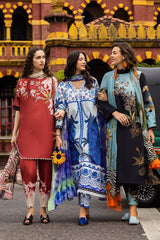 LZ0179-SUMMER 3PC Lawn Embroidered Shirt With Organza Embroidered Dupatta