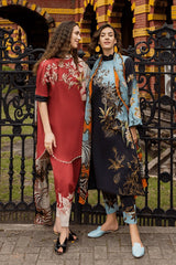 LZ0179-SUMMER 3PC Lawn Embroidered Shirt With Organza Embroidered Dupatta