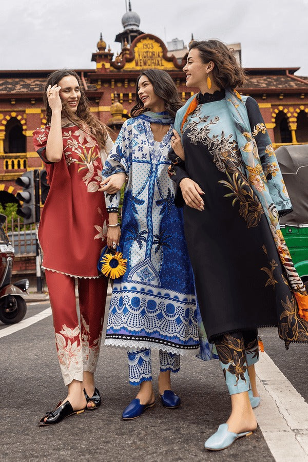 LZ0179-SUMMER 3PC Lawn Embroidered Shirt With Organza Embroidered Dupatta
