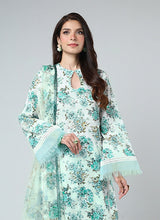 LZ0177-SUMMER 3PC Lawn Embroidered Shirt With Organza Embroidered Dupatta