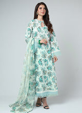 LZ0177-SUMMER 3PC Lawn Embroidered Shirt With Organza Embroidered Dupatta