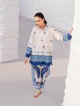 LZ0196-SUMMER 3PC Lawn Embroidered Shirt With Organza Embroidered Dupatta